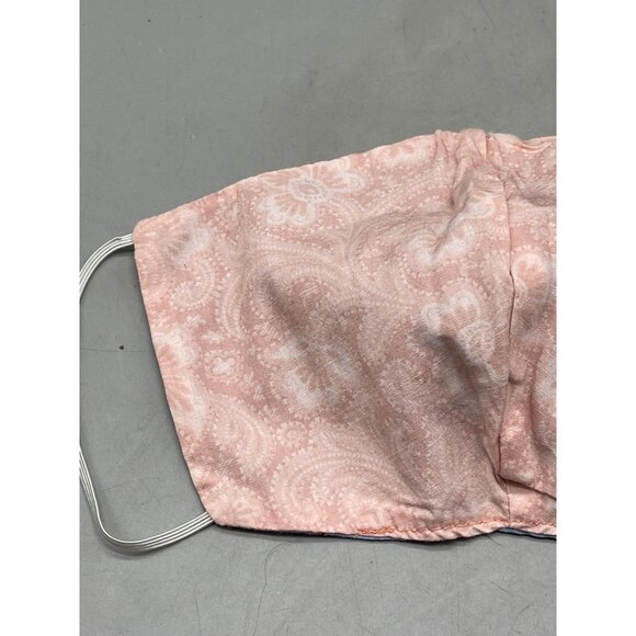 set of 2 handmade facemask elastic straps ears reversible pink blue floral 8" ne - Picture 4 of 6